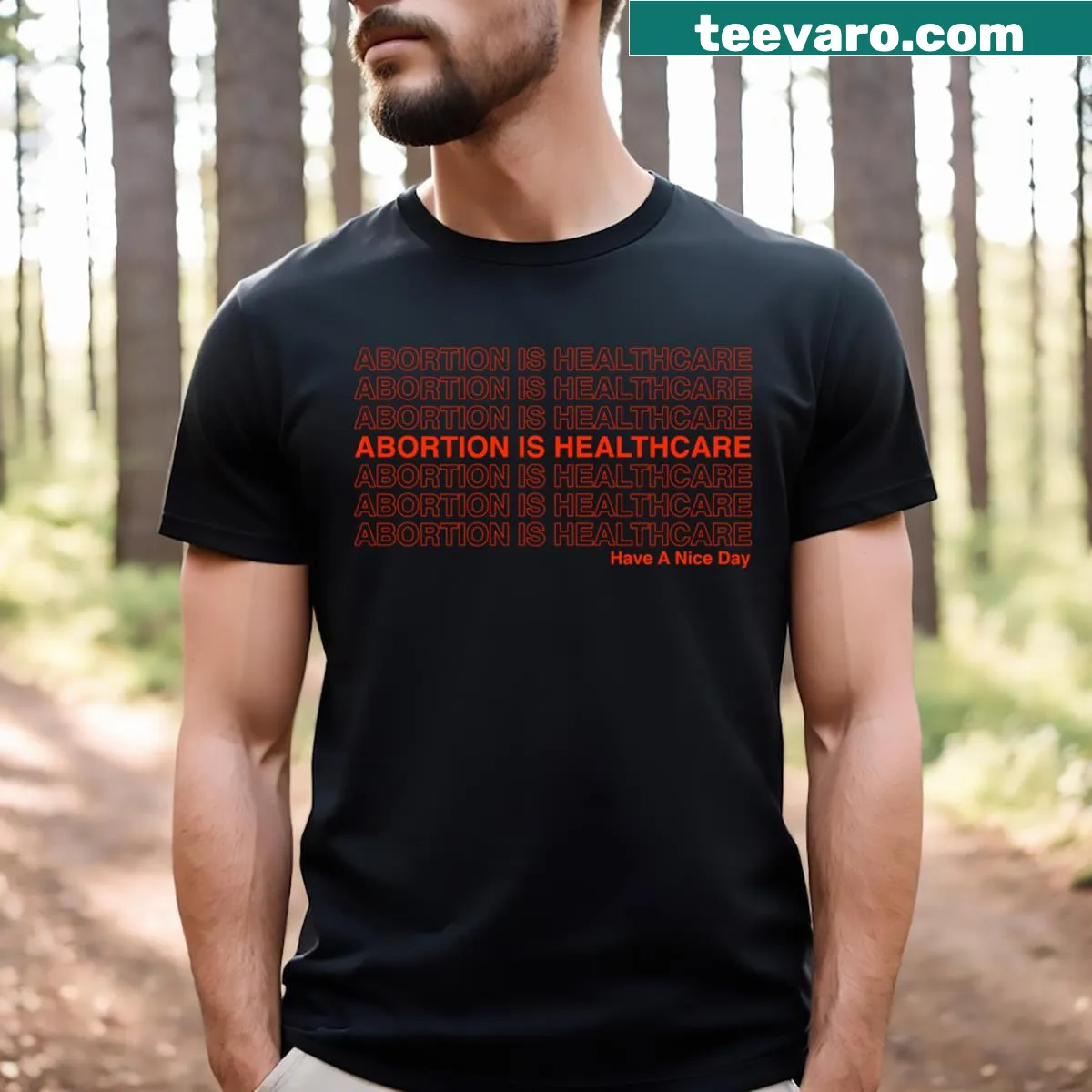Bold typography T-shirt with a healthcare message — on a men's t-shirt