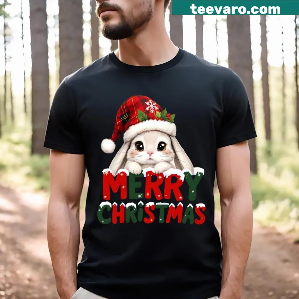 Cute Christmas design featuring an adorable bunny with festive accessories