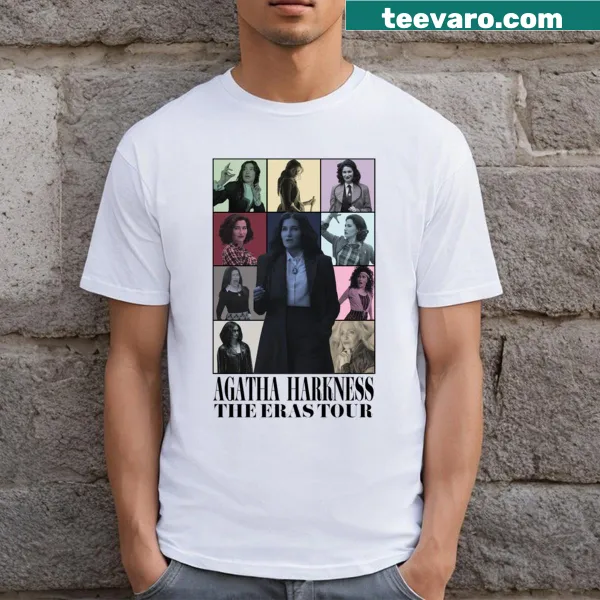 Creative illustration of Agatha Harkness on a whimsical T-shirt