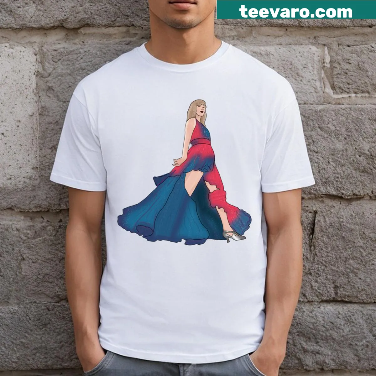 T-shirt featuring a playful betta fish design with surprise song theme. — on a men's t-shirt