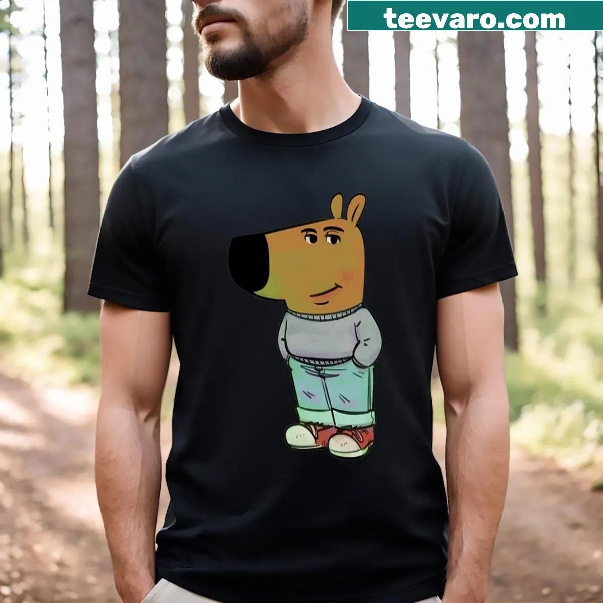Funny Chill Guy meme t-shirt for gamers and meme lovers — on a men's t-shirt