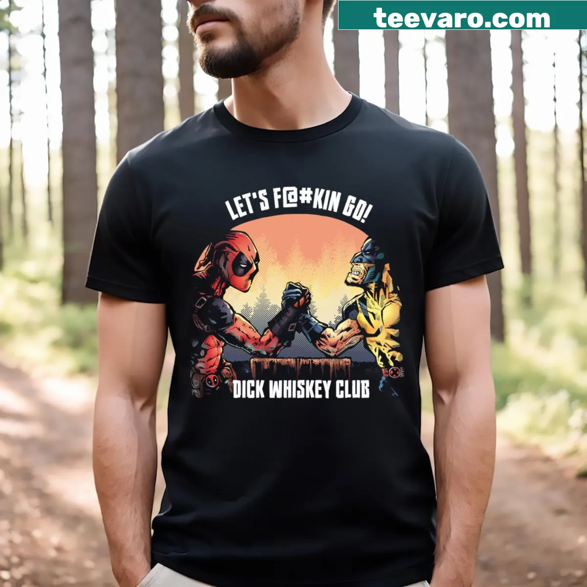 Humorous T-shirt with 'Dick Whiskey Club' text design — on a men's t-shirt