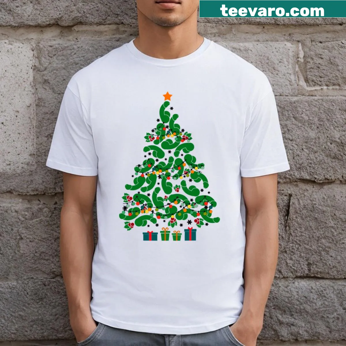 Funny typography graphic for Christmas on t-shirt — on a men's t-shirt