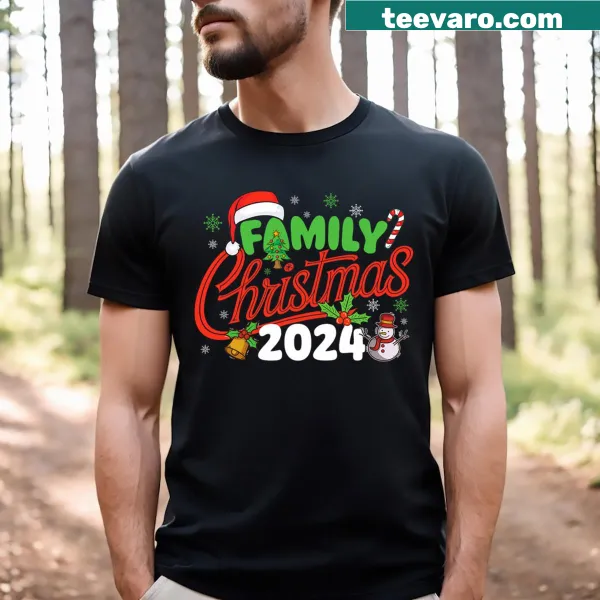 Family Christmas 2024 Squad t-shirt with festive graphics and text