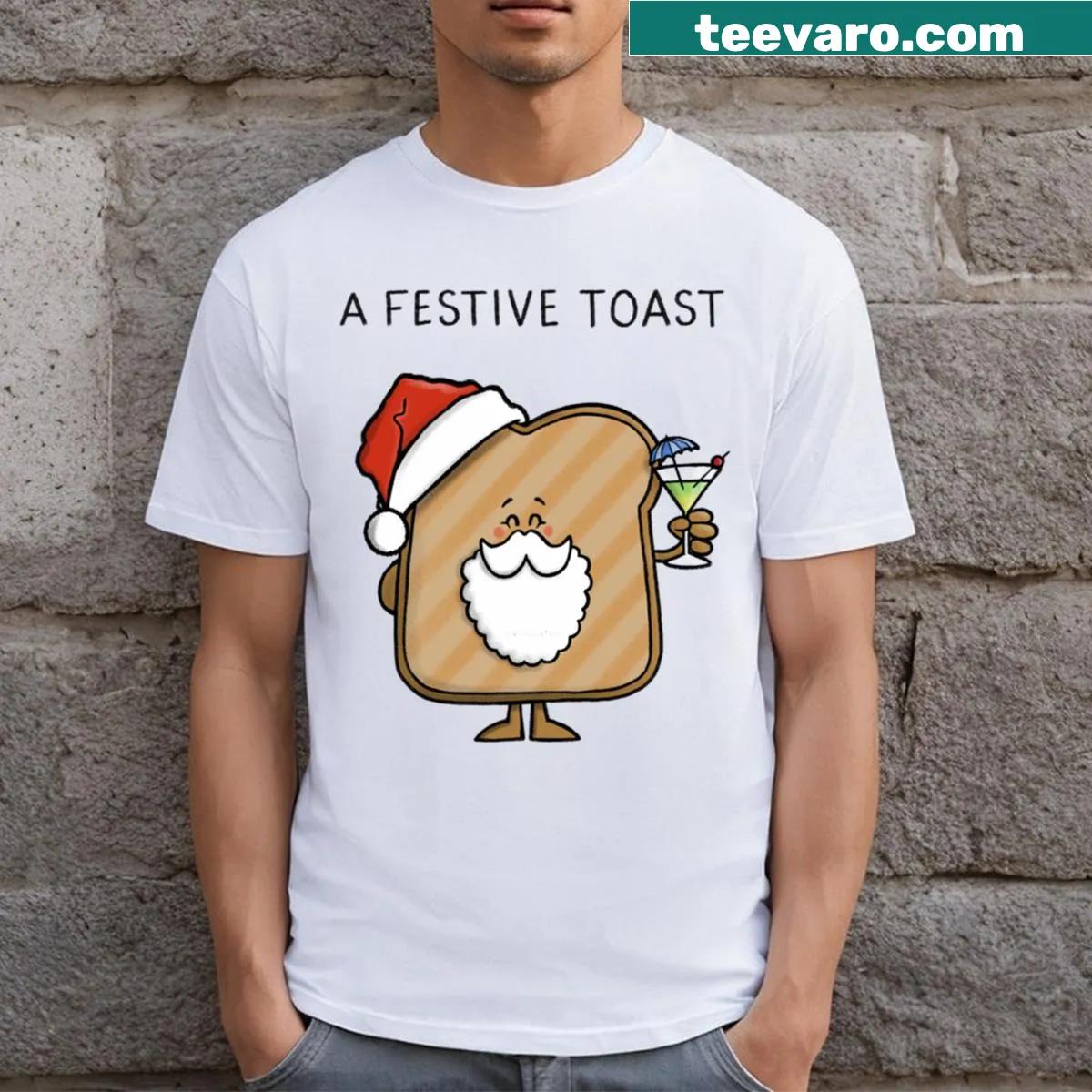Cartoon toast graphic on a festive t-shirt — on a men's t-shirt
