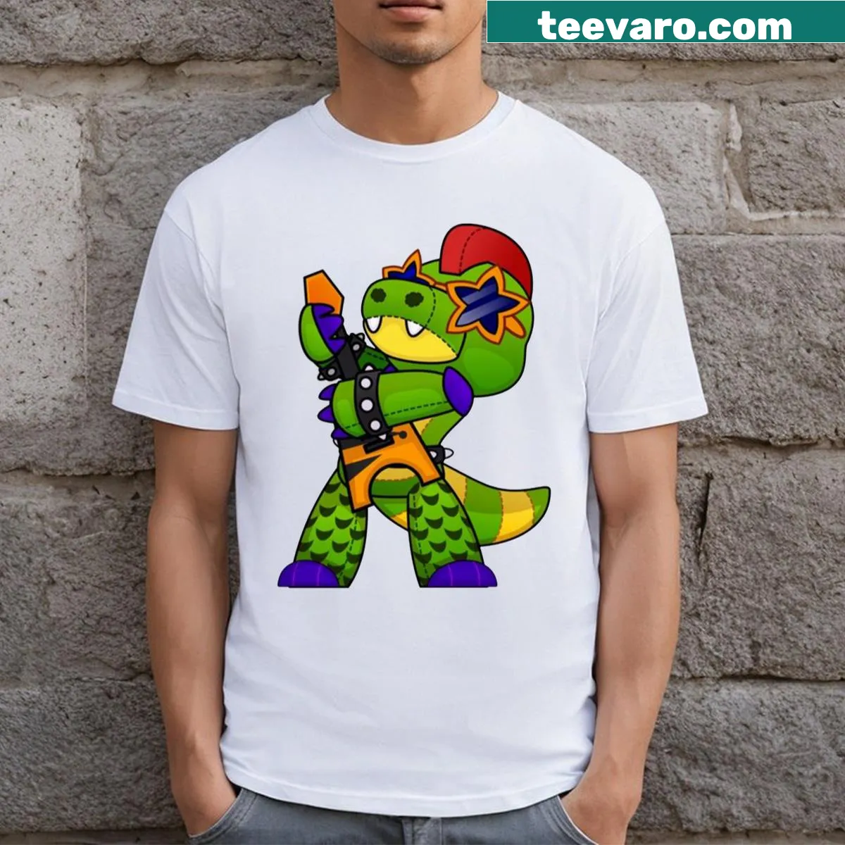 Illustration of Montgomery Gator from FNAF on a t-shirt — on a men's t-shirt