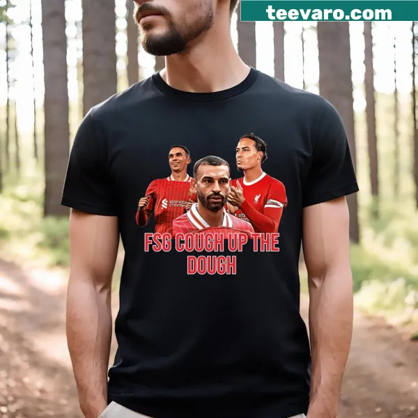 Typography T-shirt with the phrase 'Cough Up The Dough' printed boldly.