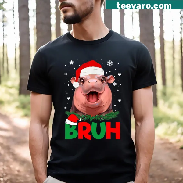 Funny Christmas hippo design on a cute kids' T-shirt.