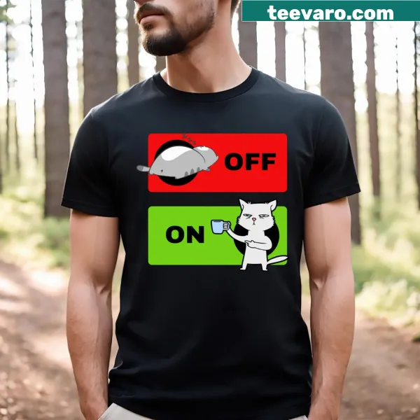 Funny cat enjoying coffee graphic on a t-shirt