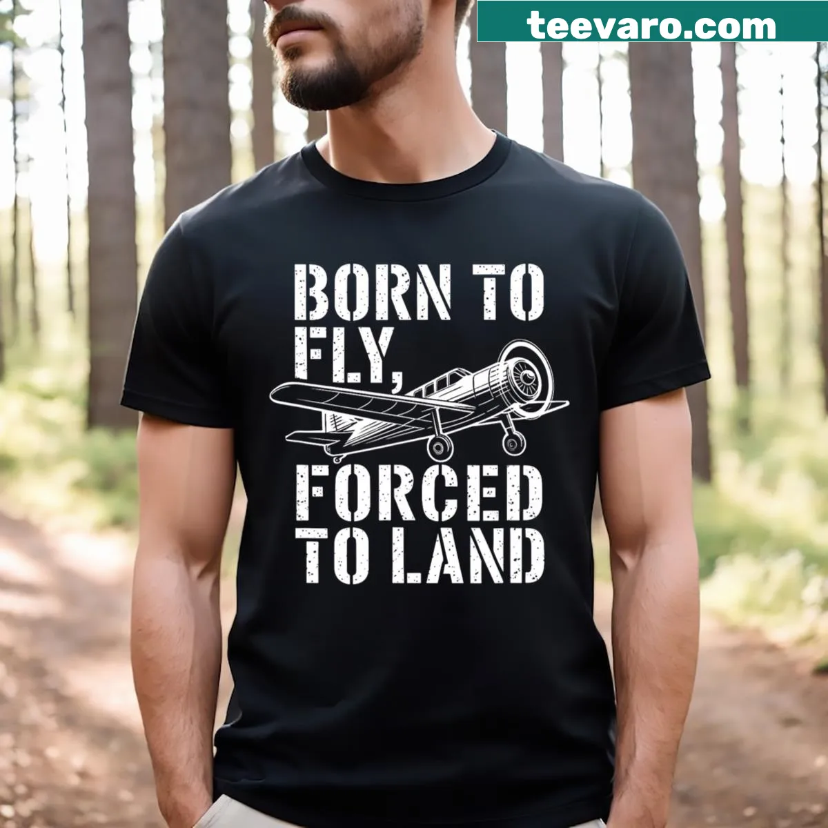 Humorous pilot and plane design on a T-shirt — on a men's t-shirt