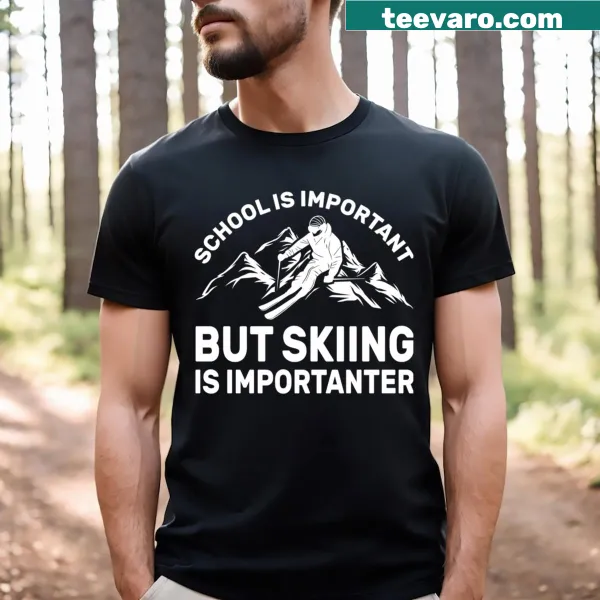 Funny skiing design T-shirt for winter sports lovers