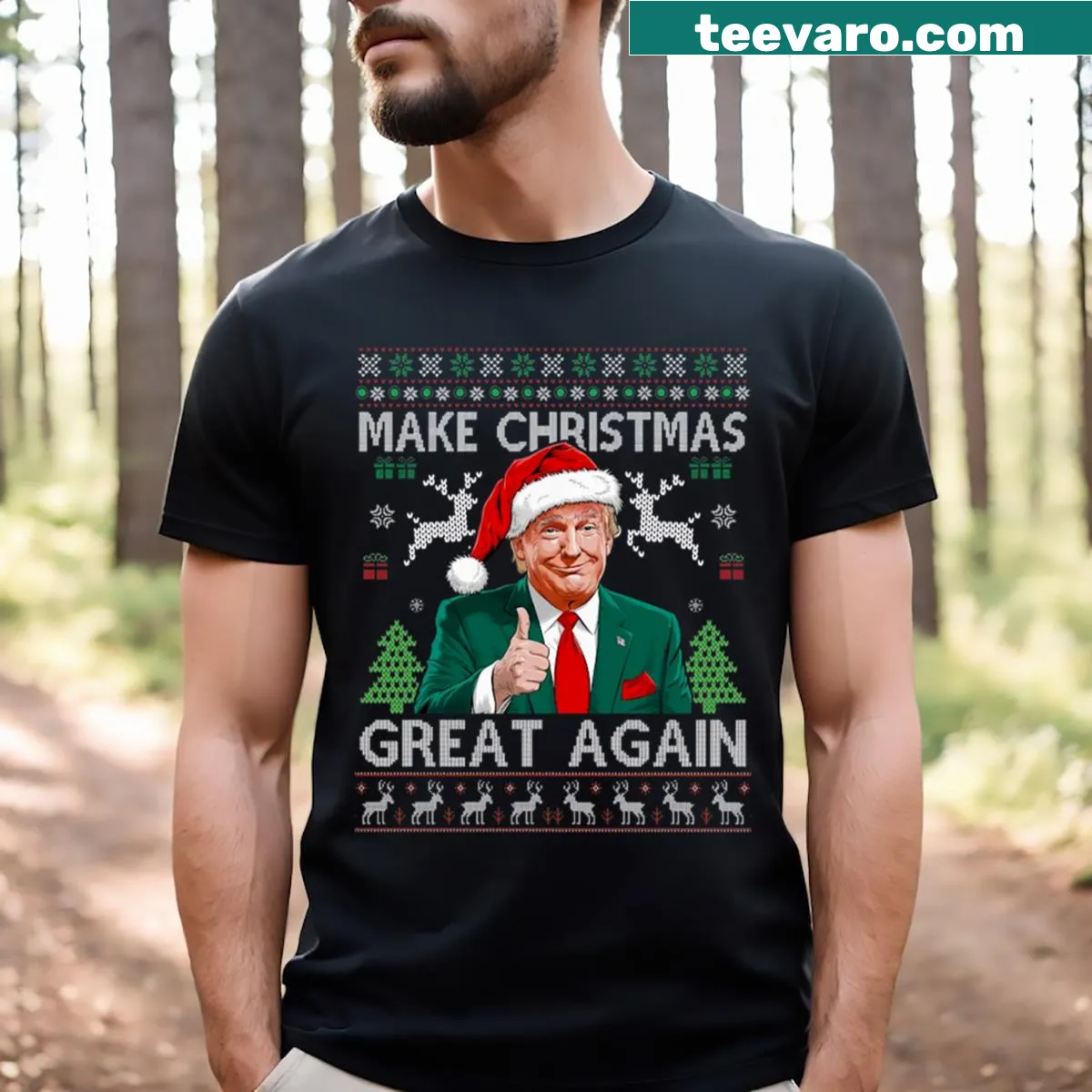 Funny Christmas-themed shirt with a political twist — on a men's t-shirt
