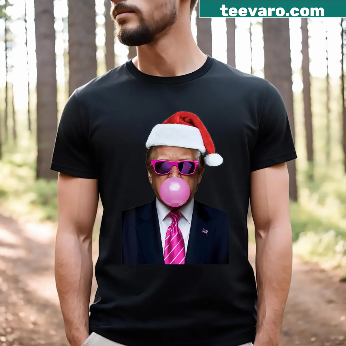 Funny Christmas t-shirt with a bubble gum theme — on a men's t-shirt