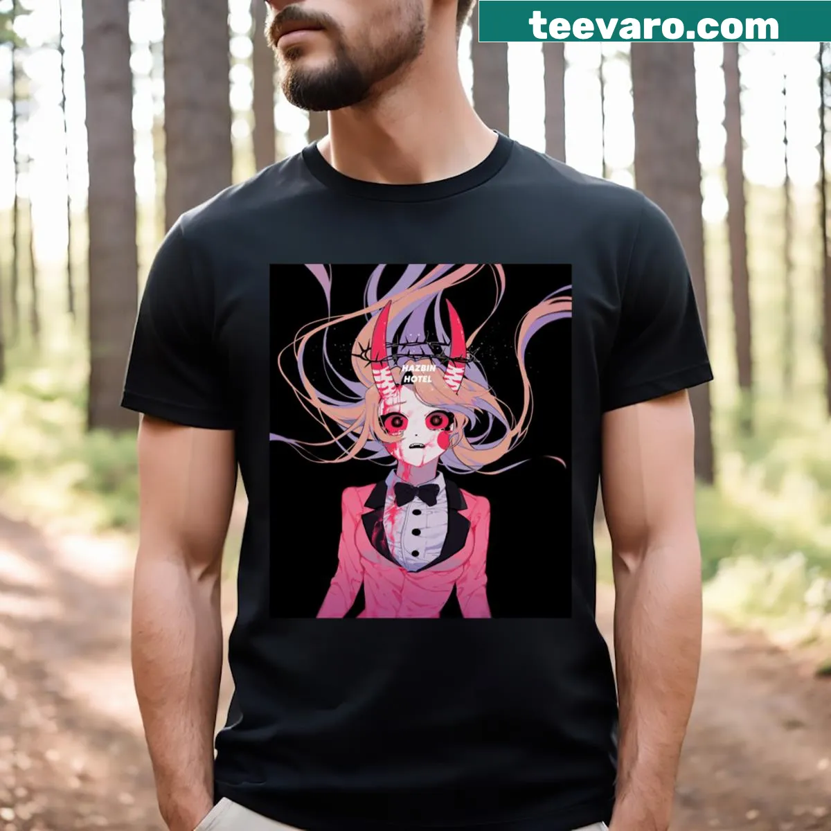 T-shirt featuring Charlie from Hazbin Hotel in fun design — on a men's t-shirt