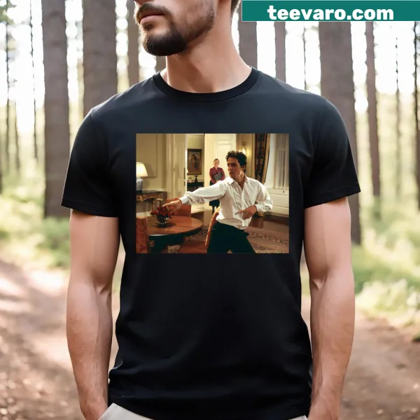 Elegant typography tribute to Hugh Grant on T-shirt