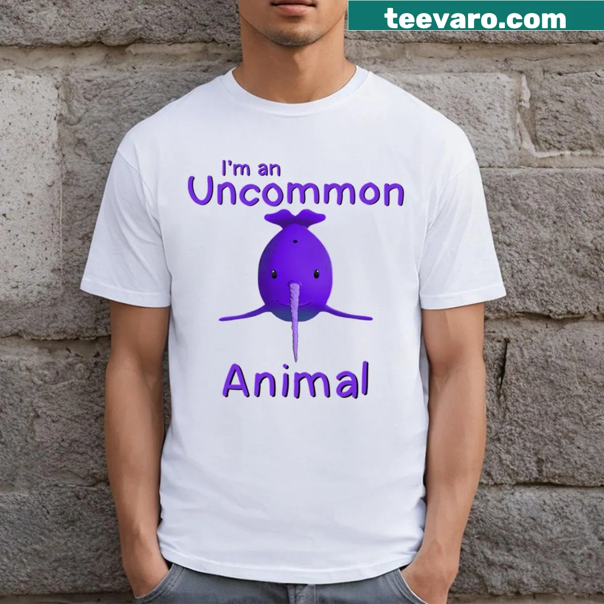 Kid's t-shirt featuring a cute narwhal illustration — on a men's t-shirt