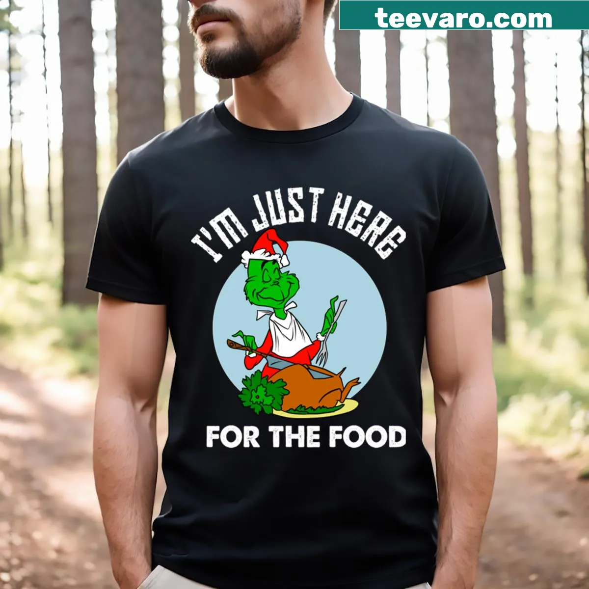 Humorous T-shirt declaring love for food — on a men's t-shirt