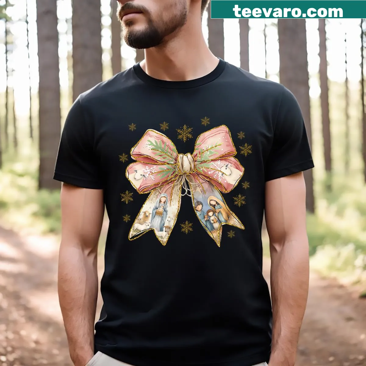 Christian Christmas t-shirt with Jesus message — on a men's t-shirt
