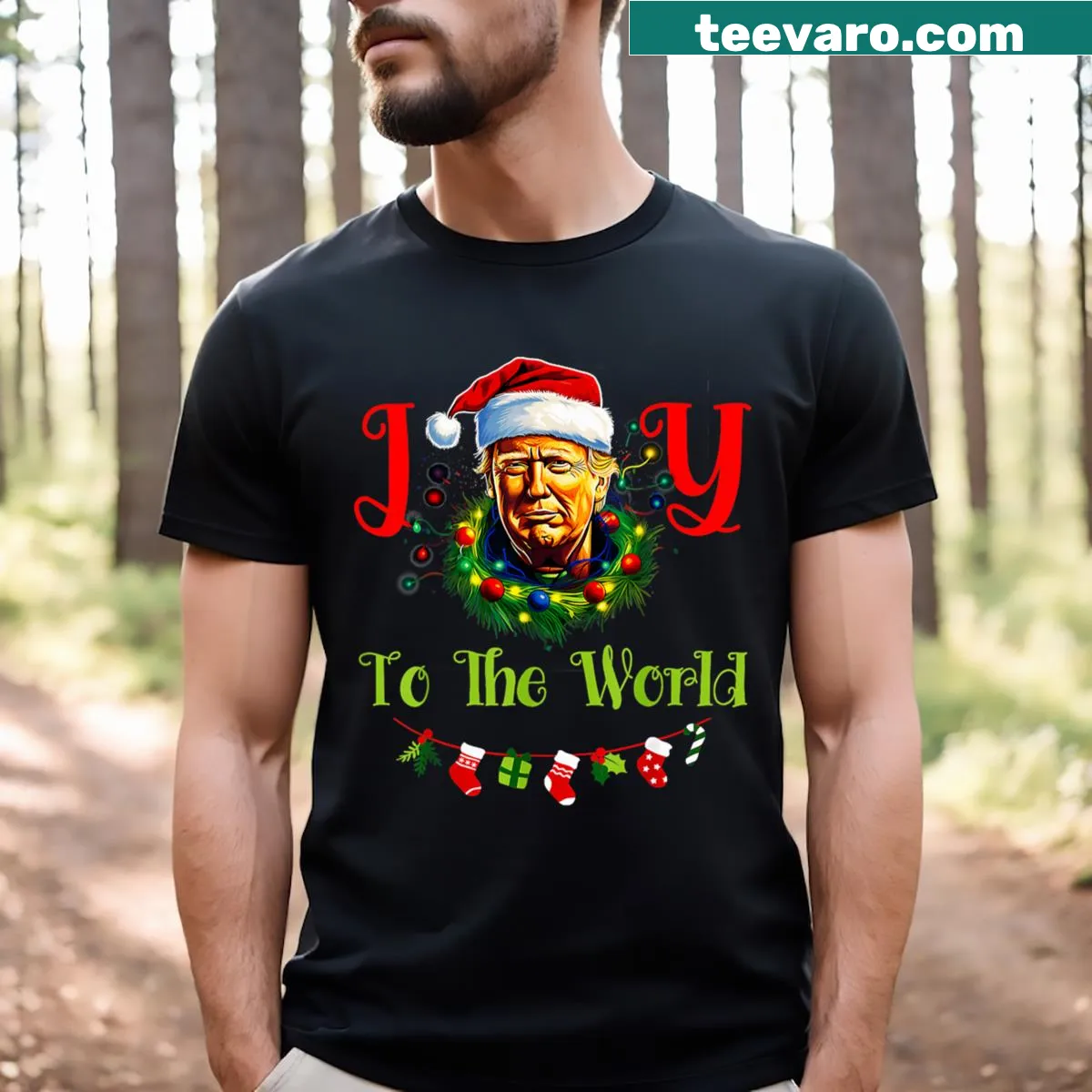 T-shirt with 'Joy To The World' celebrating Christmas and current events. — on a men's t-shirt
