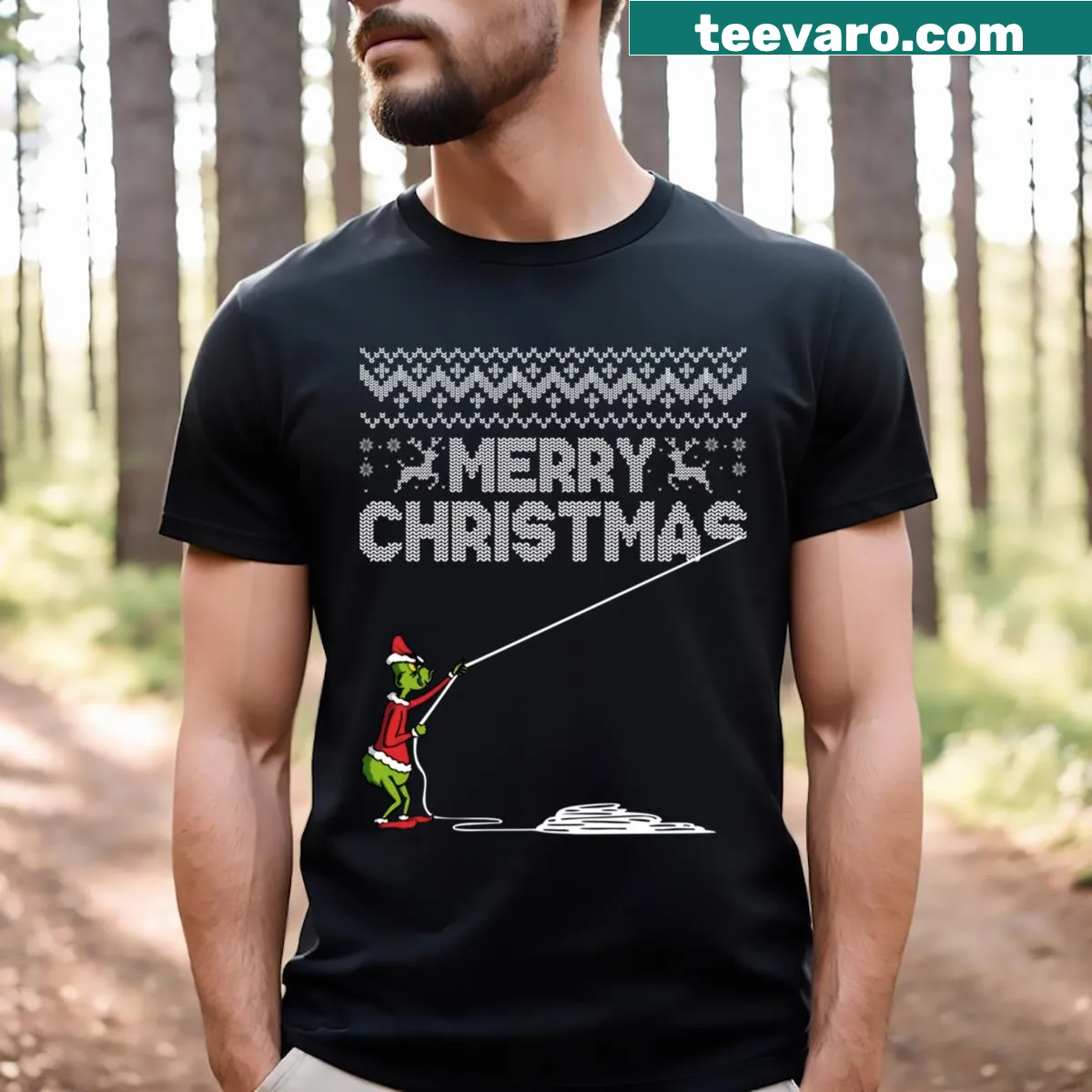 Festive Merry Christmas T-shirt with cheerful messaging — on a men's t-shirt