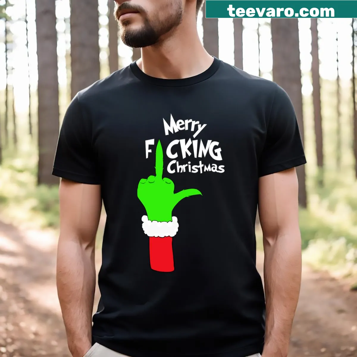 Cheeky Christmas T-shirt with playful phrase — on a men's t-shirt