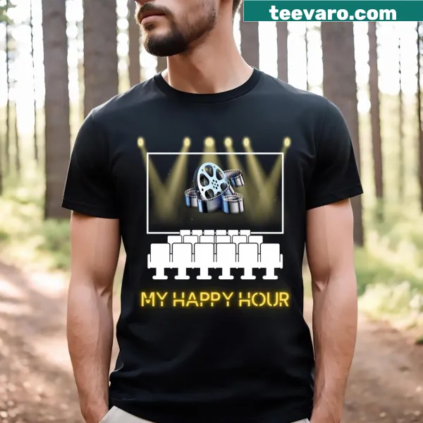 T-shirt with playful happy hour slogan for relaxed occasions