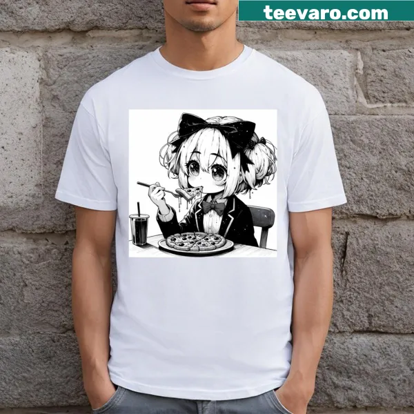 Fun t-shirt with a playful pizza-themed illustration