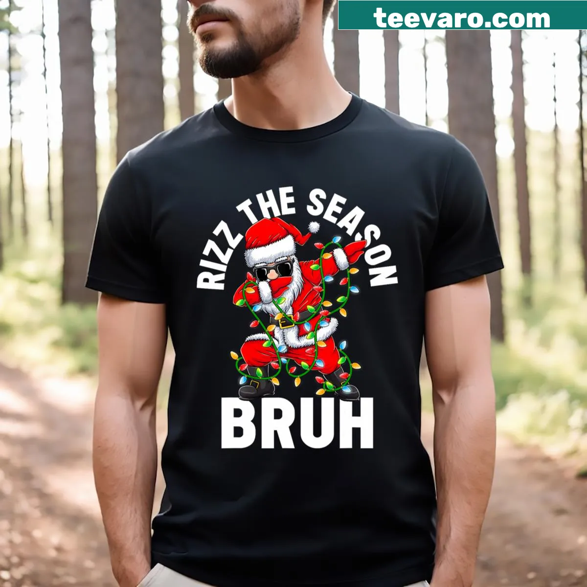 Funny Santa Claus graphic on a holiday-themed shirt — on a men's t-shirt