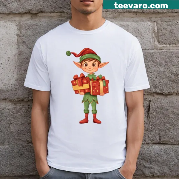 Festive elf graphic for a cheerful holiday T-shirt