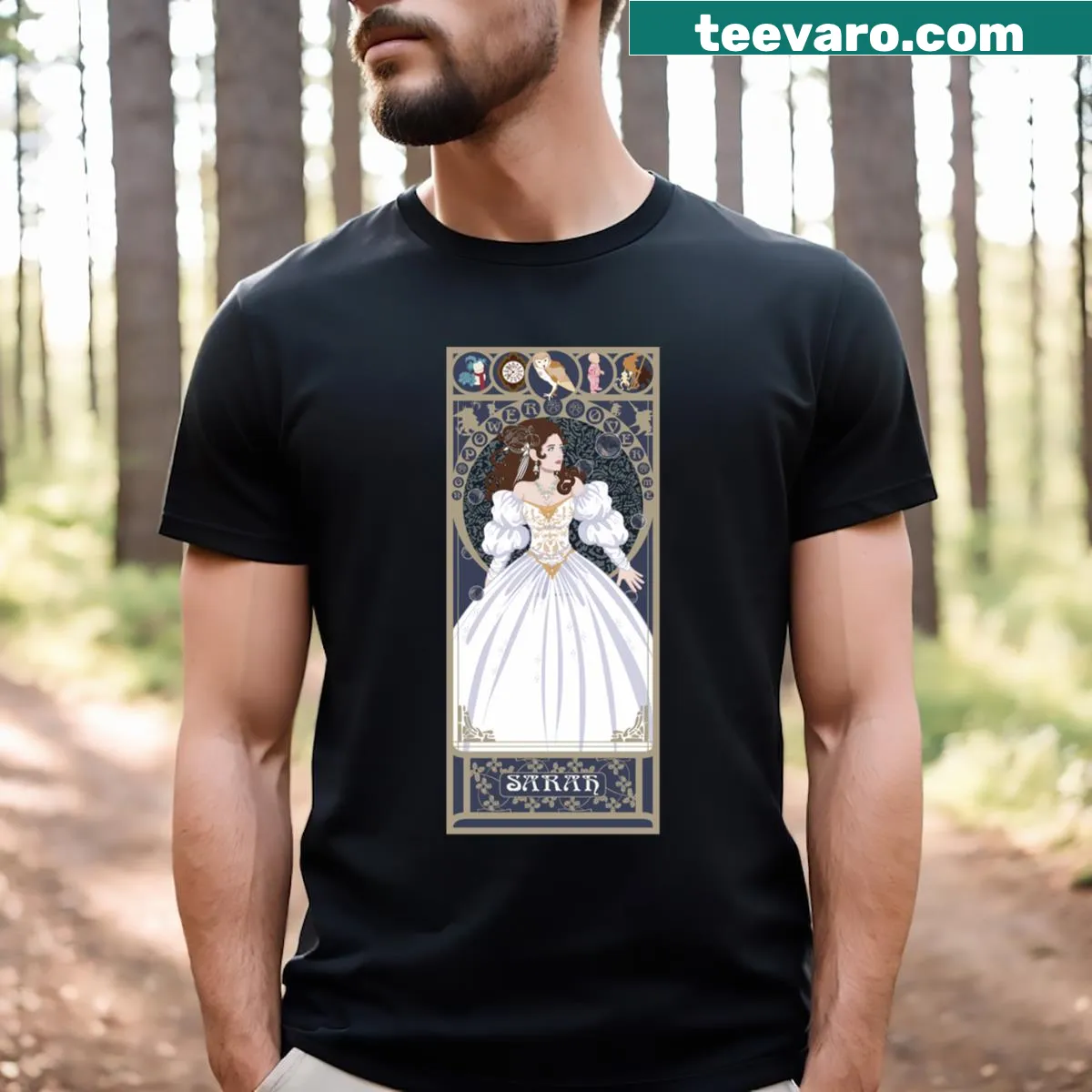 Illustration of Sarah from a labyrinth, artistic design — on a men's t-shirt