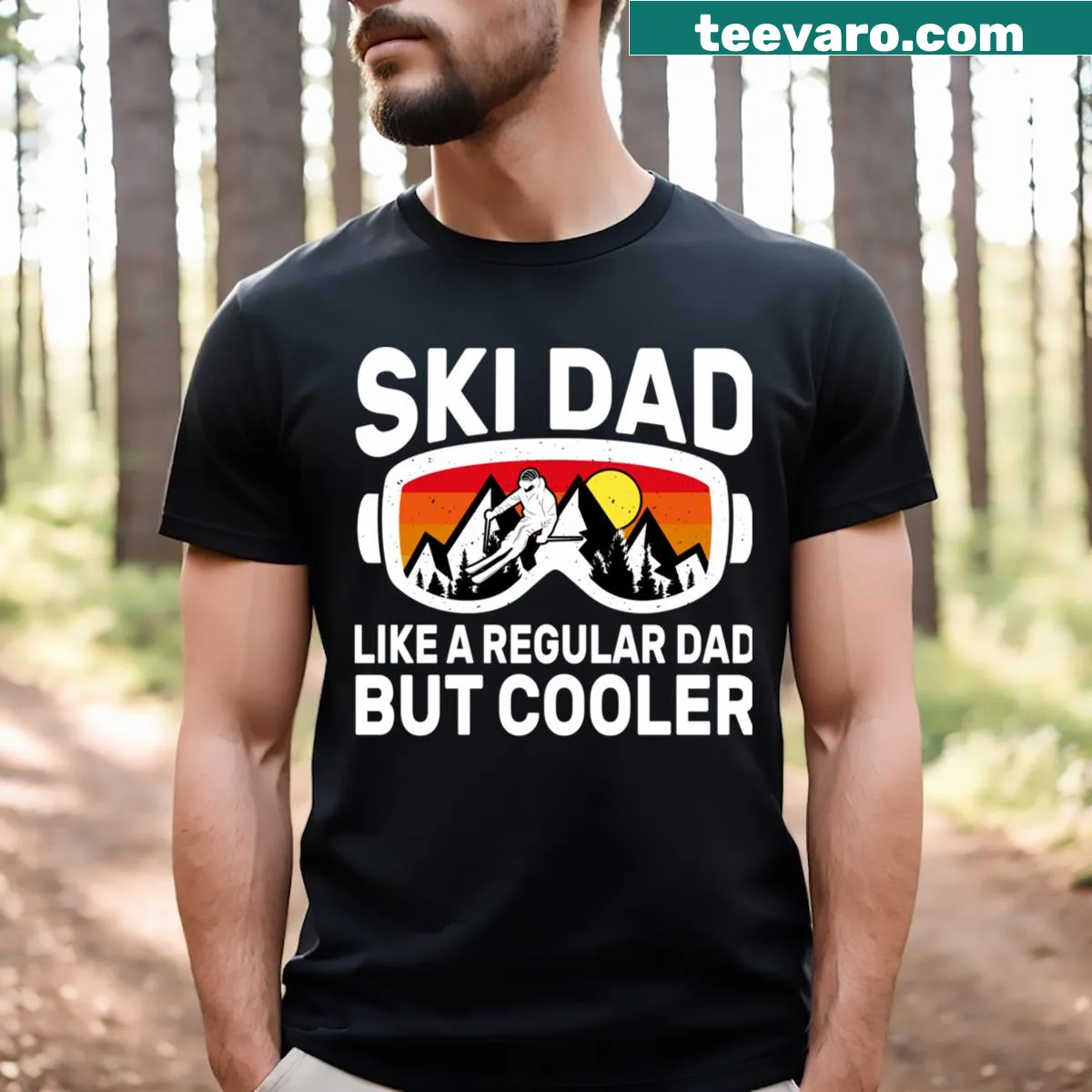 Typography design celebrating Ski Dads and skiing — on a men's t-shirt