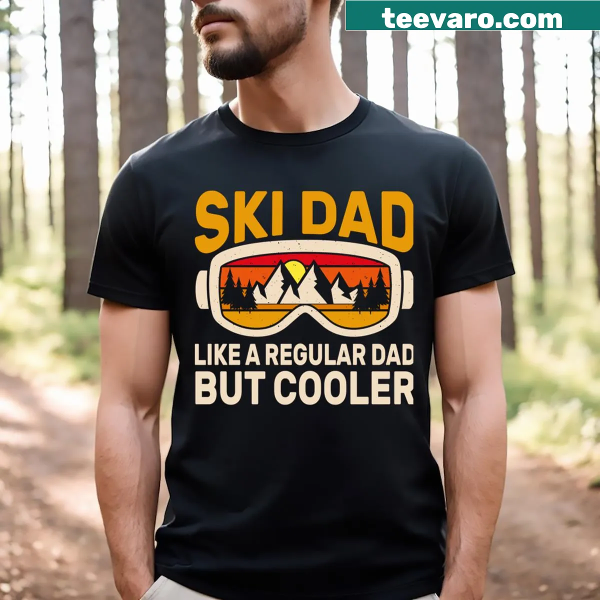 Engaging skier graphic celebrating a love for winter sports. — on a men's t-shirt