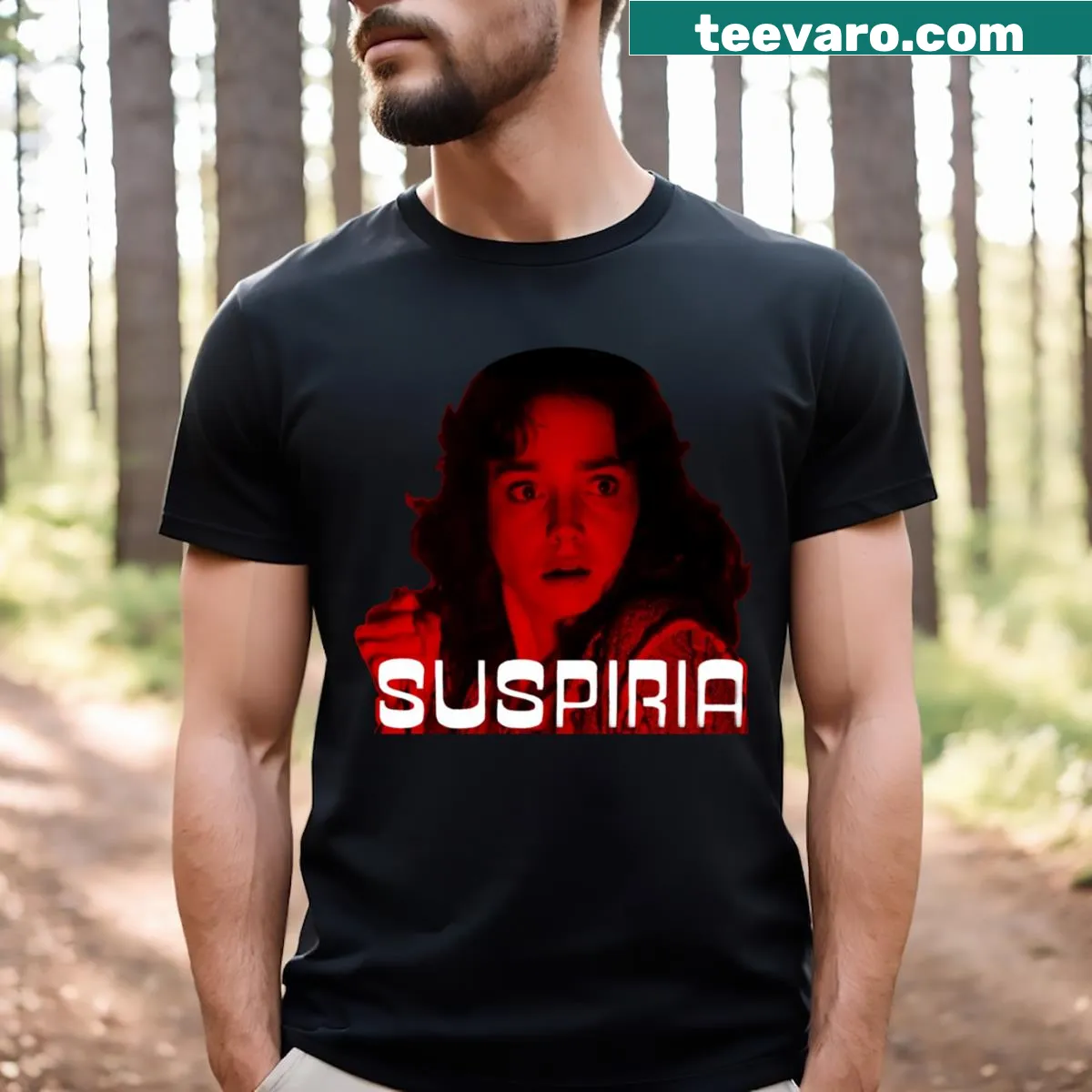 Graphic T-shirt inspired by the horror film Suspiria — on a men's t-shirt