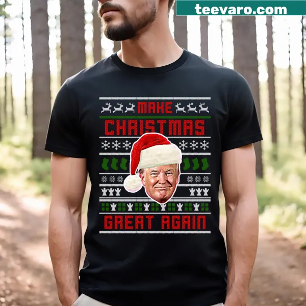 Ugly Christmas T-shirt featuring a funny MAGA theme
