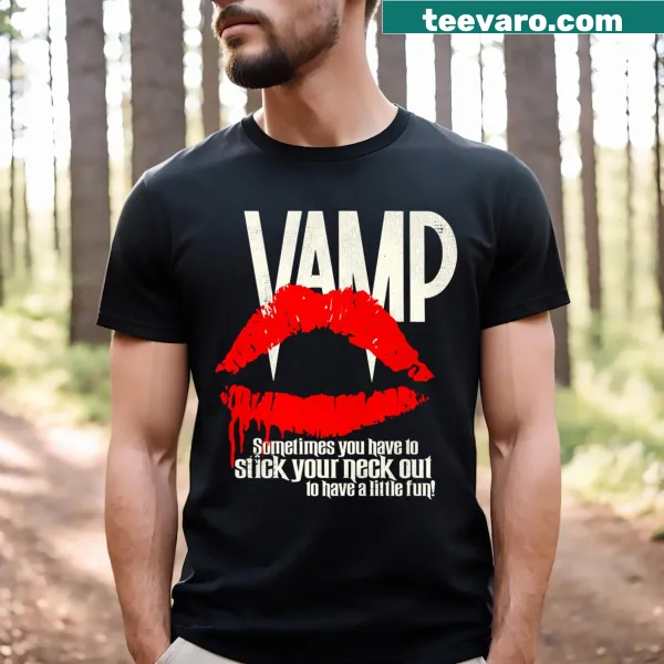 Playful T-shirt with a vampire-themed graphic