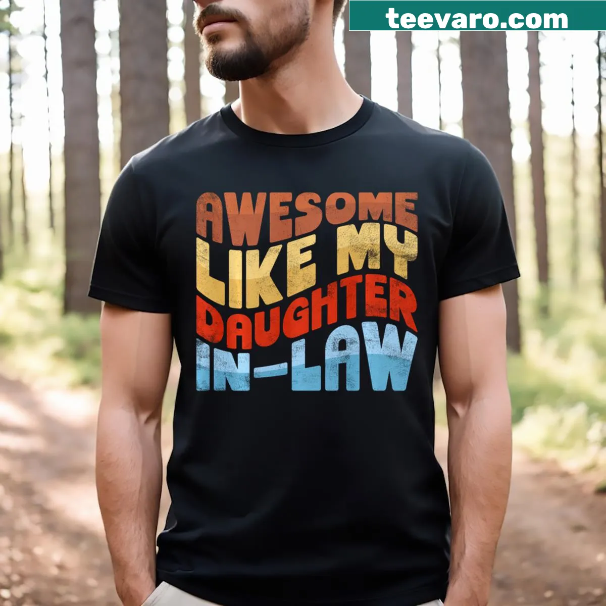 Typography T-shirt stating 'Awesome Like My Daughter In Law' — on a men's t-shirt