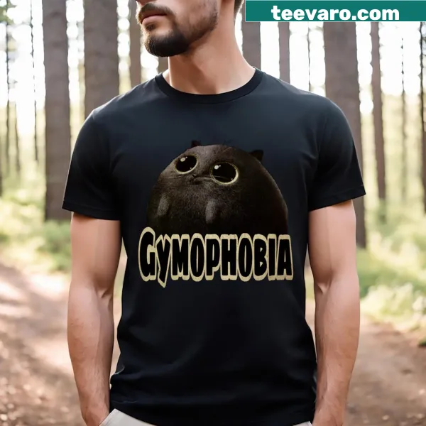 Adorable T-shirt with big-eyed black cat illustration and humorous text