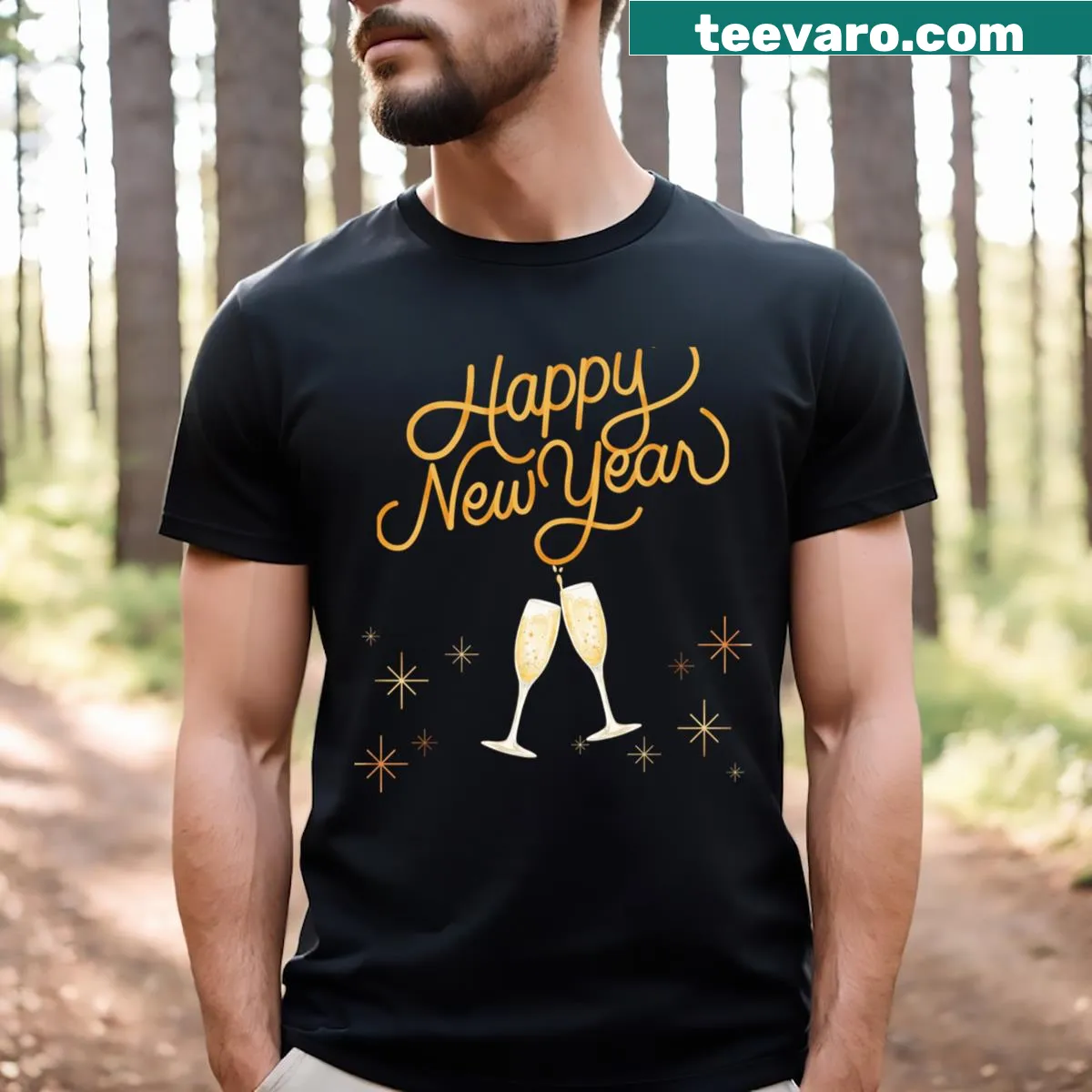Celebratory New Year T-shirt with bold text design. — on a men's t-shirt