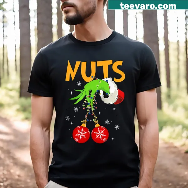 Matching couple's T-shirt featuring a chestnut design with snowflakes