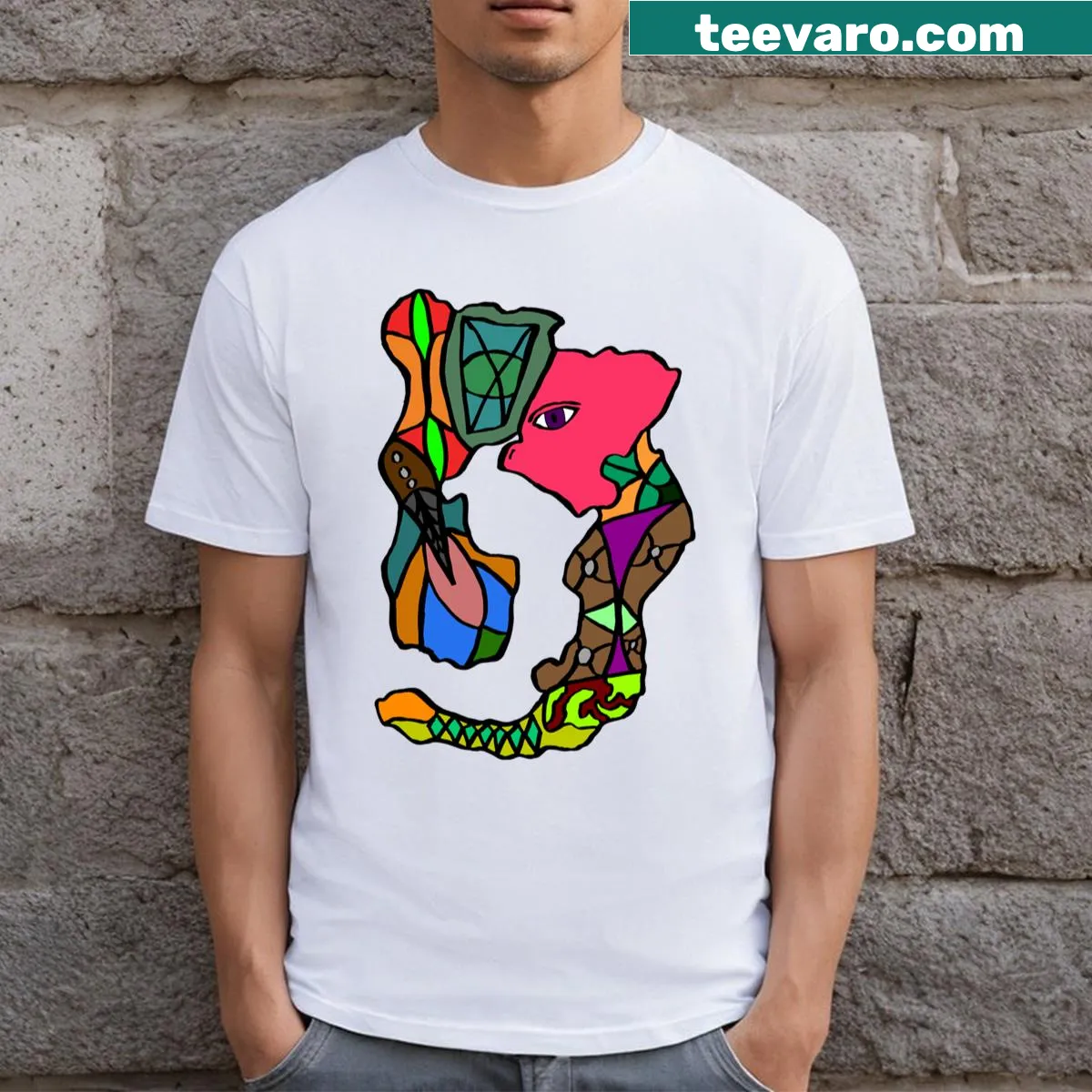 Artistic T-shirt design celebrating the diverse landscapes of Africa — on a men's t-shirt