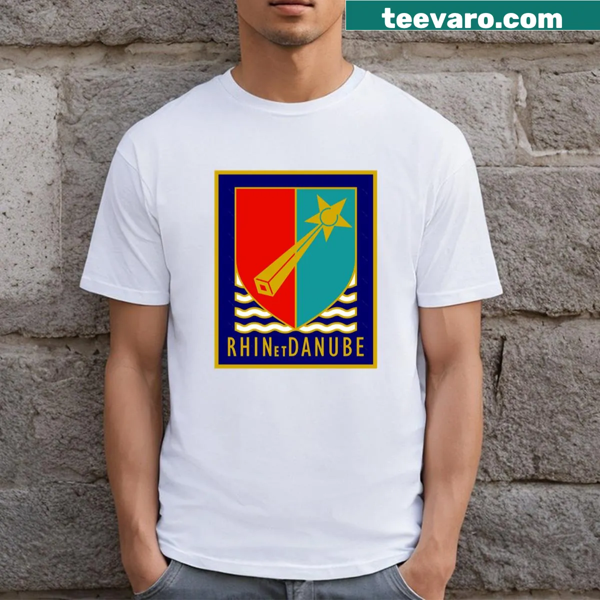Emblem of the French 1st Army on t-shirt — on a men's t-shirt