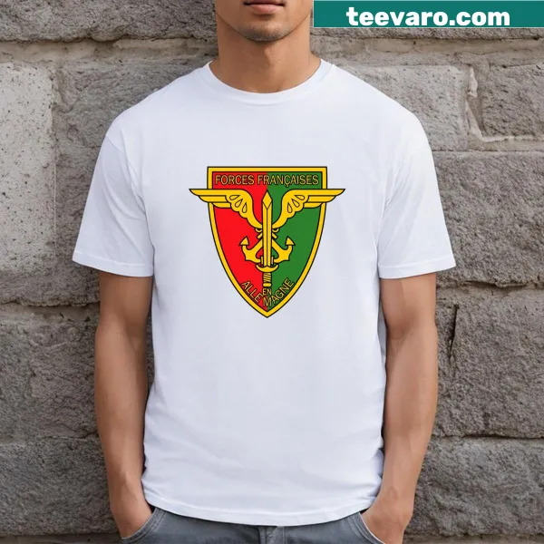 Graphic t-shirt with text honoring French Forces in Germany