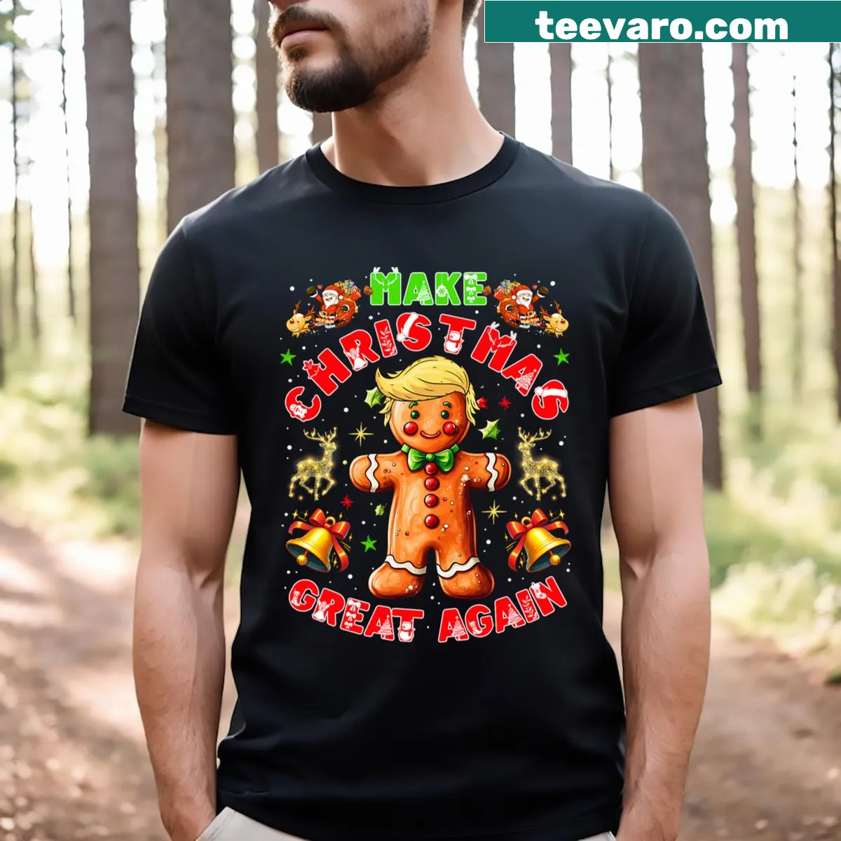 Funny T-shirt with a gingerbread man and political slogan — on a men's t-shirt