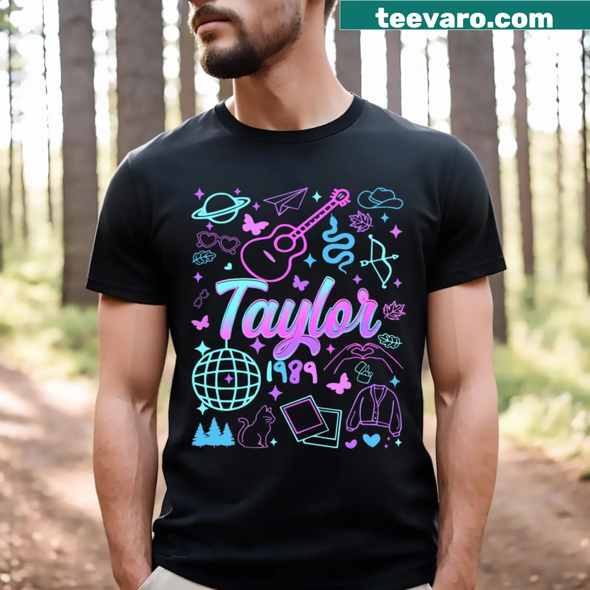 Personalized retro t-shirt with the name Taylor, inspired by 70's and 80's styles. — on a men's t-shirt