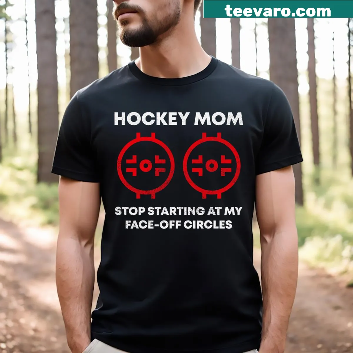 Vintage distressed hockey mom shirt with humorous text — on a men's t-shirt