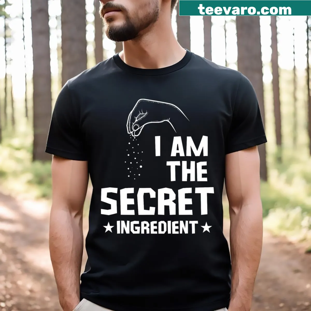 Chef T-shirt with the phrase I Am The Secret Ingredient printed — on a men's t-shirt