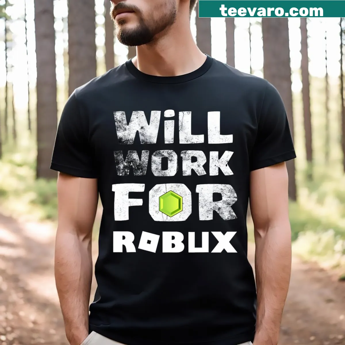 T-shirt with the phrase I Will Work For Robux for gamers — on a men's t-shirt