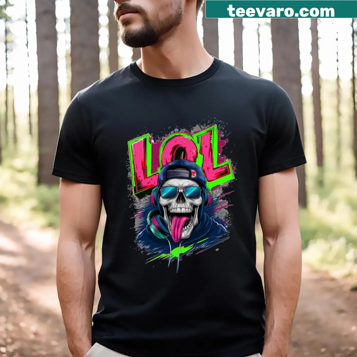 Playful cartoon-inspired drawing t-shirt with a whimsical design. — on a men's t-shirt