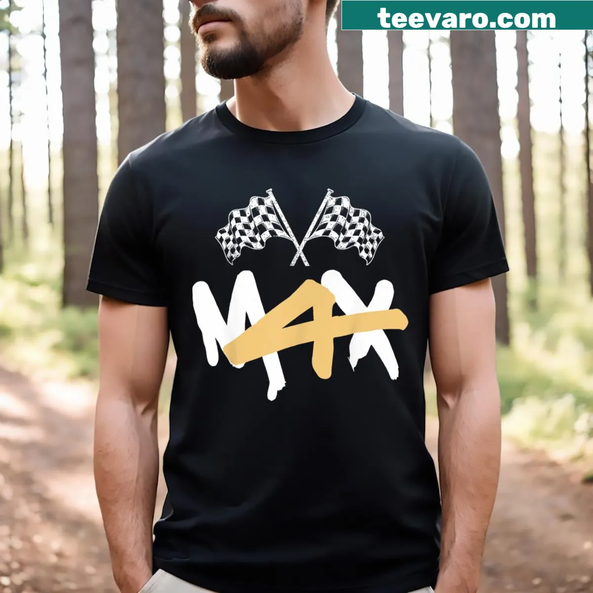 Official racing championship t-shirt with bold typography design. — on a men's t-shirt