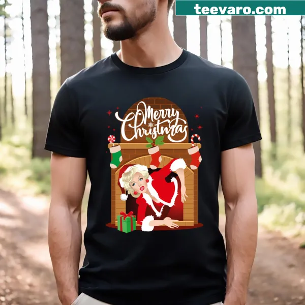 Cartoon Santa inspired by Marilyn design t-shirt